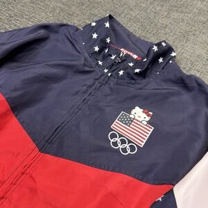 Team USA Jacket Youth L 10/12 Red Blue Hello Kitty Olympics Zip Windbreaker